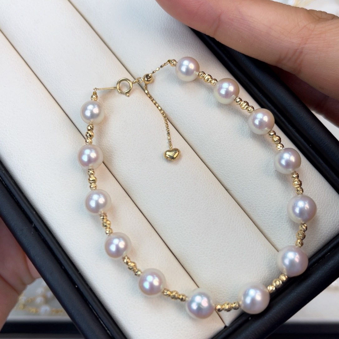 海水珍珠手链18K金镶嵌