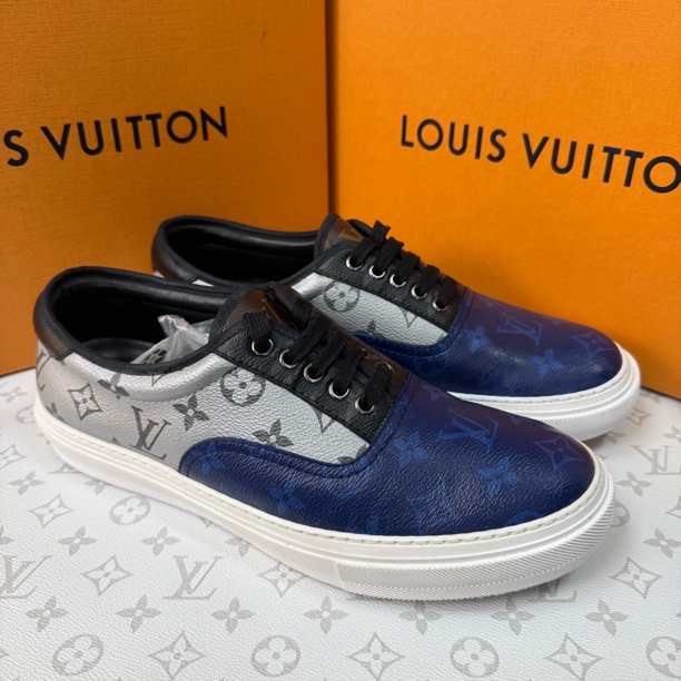 99新 LouisVuitton/路易威登 43码/蓝老花拼接休闲板鞋