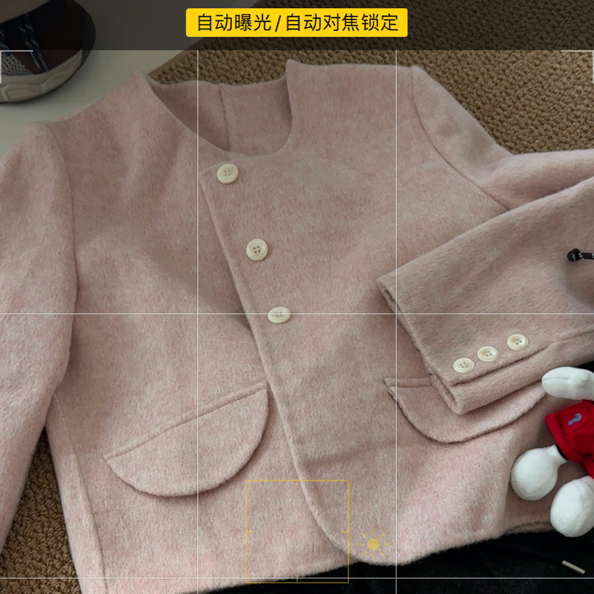 韩版气质双面呢大衣女秋冬新款西装领修身小个子呢保暖外套