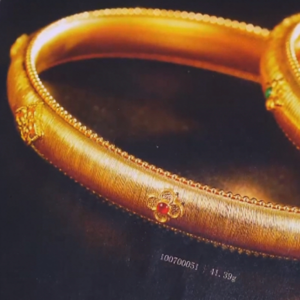 【萃华金店】古法手工艺大金镯子鎏彩拉丝手镯 临时链接