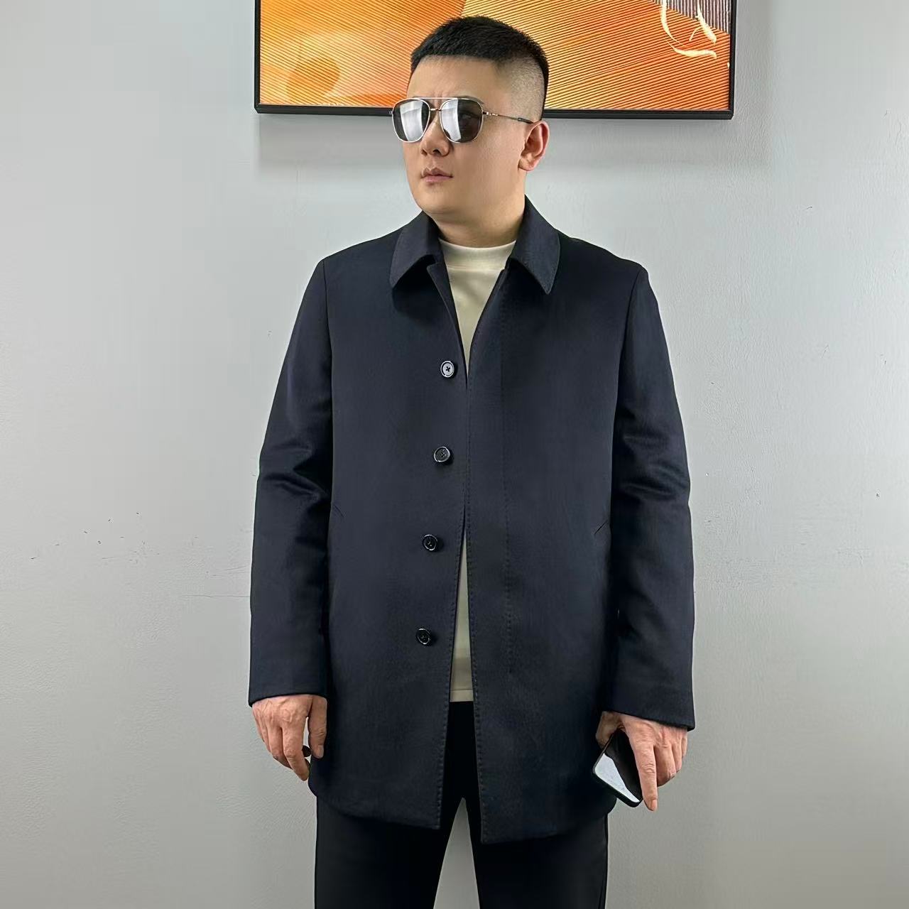 杰克朗博【总裁系列】定制行政款高端男士羊绒大衣＋鹅绒内胆 88081