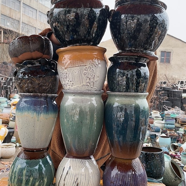 无铅玻璃宜兴紫砂花盆套组