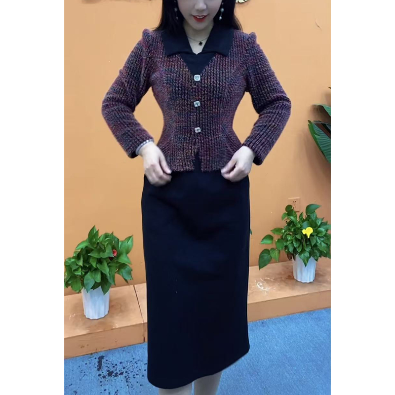 秋冬长袖连衣裙冬季名媛网红气质加厚保暖修身显瘦中长款