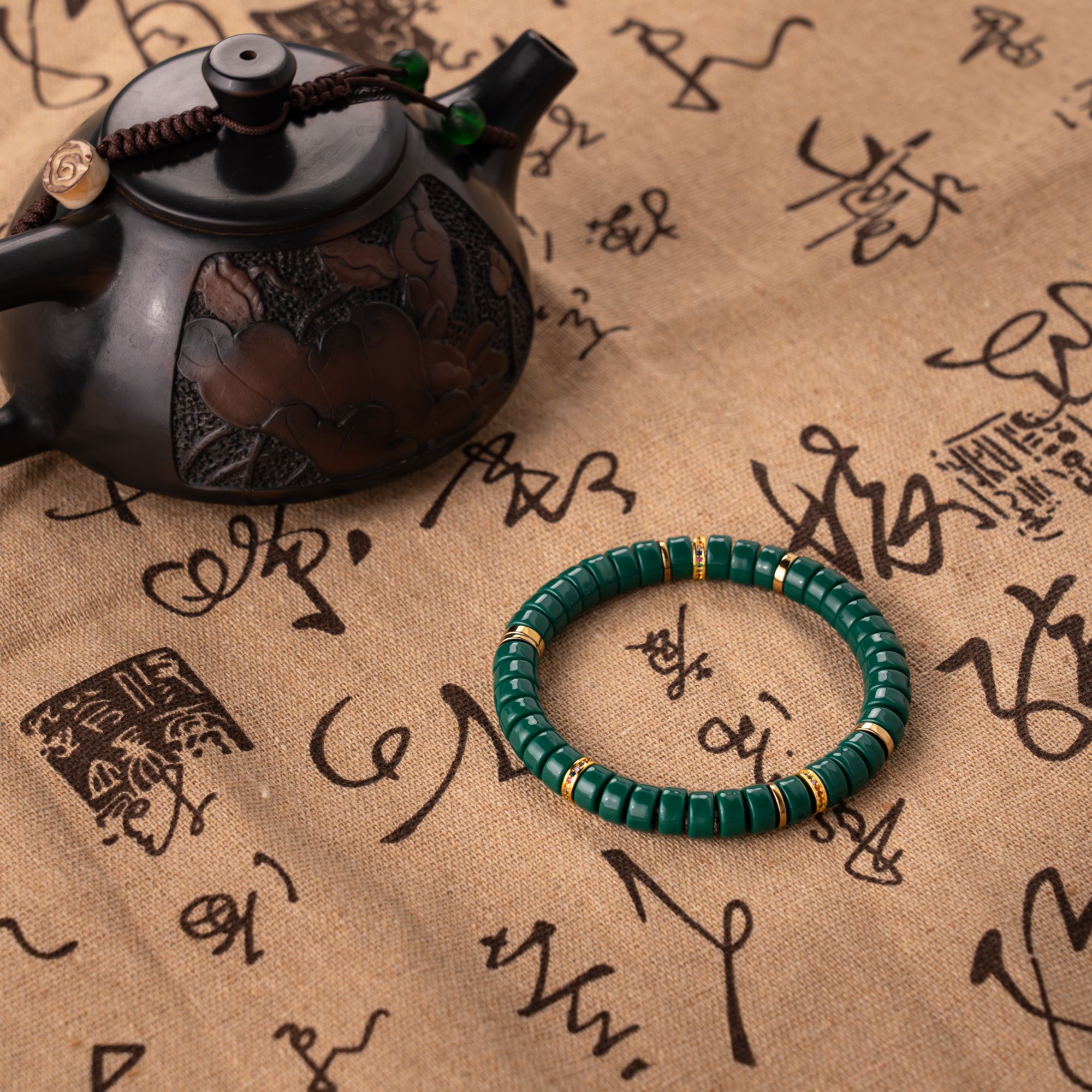 【照野造物】搭配款8mm药片老油绿单圈手串