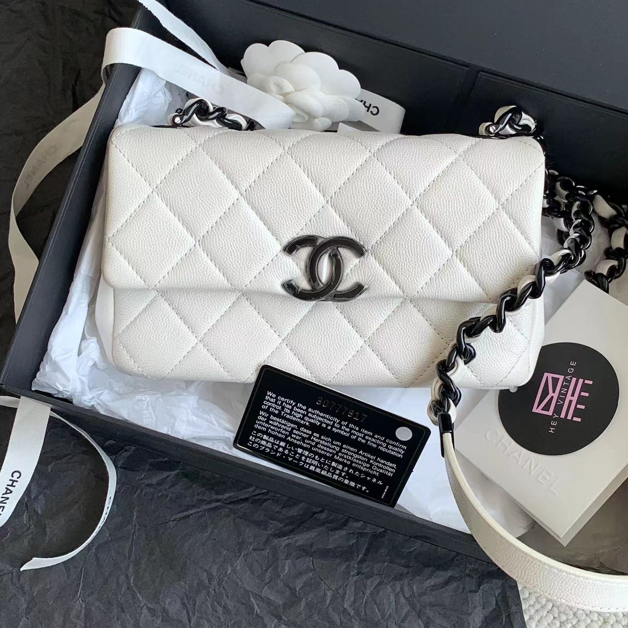 95新 Chanel/香奈儿 黑白熊猫拼色大mini cf包 30开 13960087