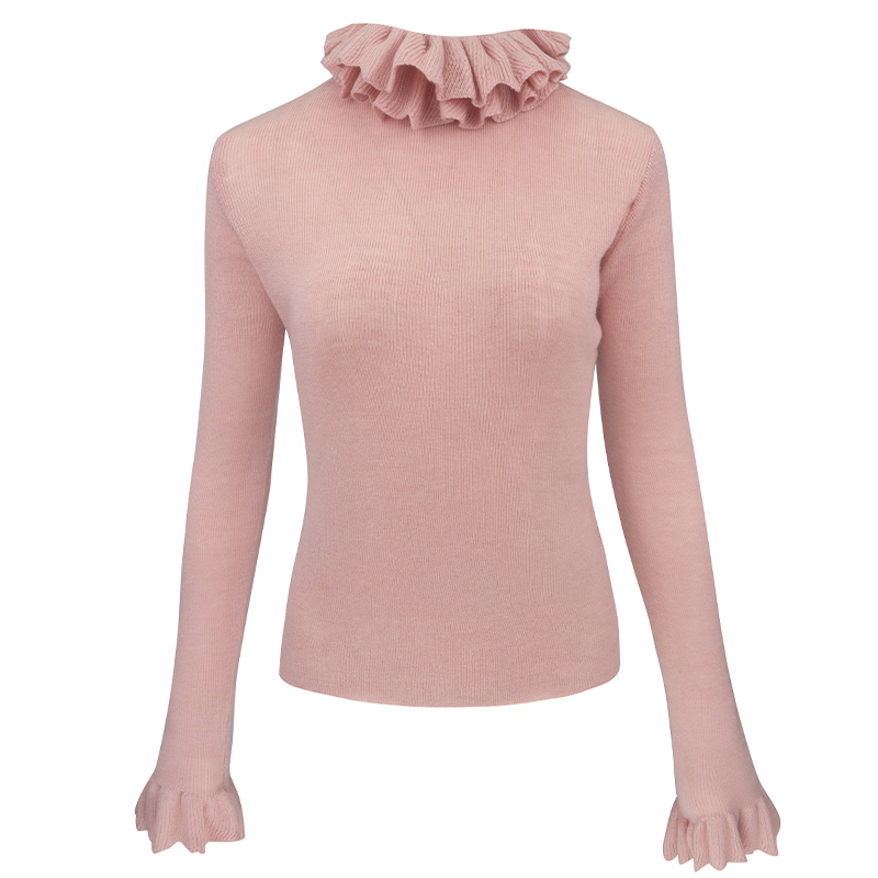 JUNGLE ME秋冬花边领打底针织衫浪漫宫廷风修身半高领套头百搭