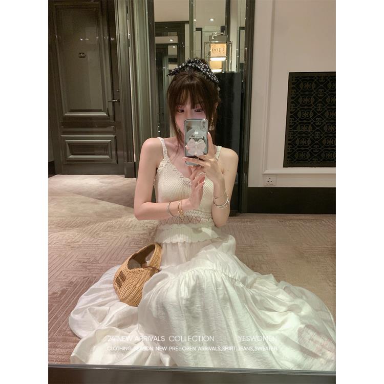 【7.31】YESWOMEN后海沙滩裙·毛织背心拼大摆裙假两件XY7343D3464