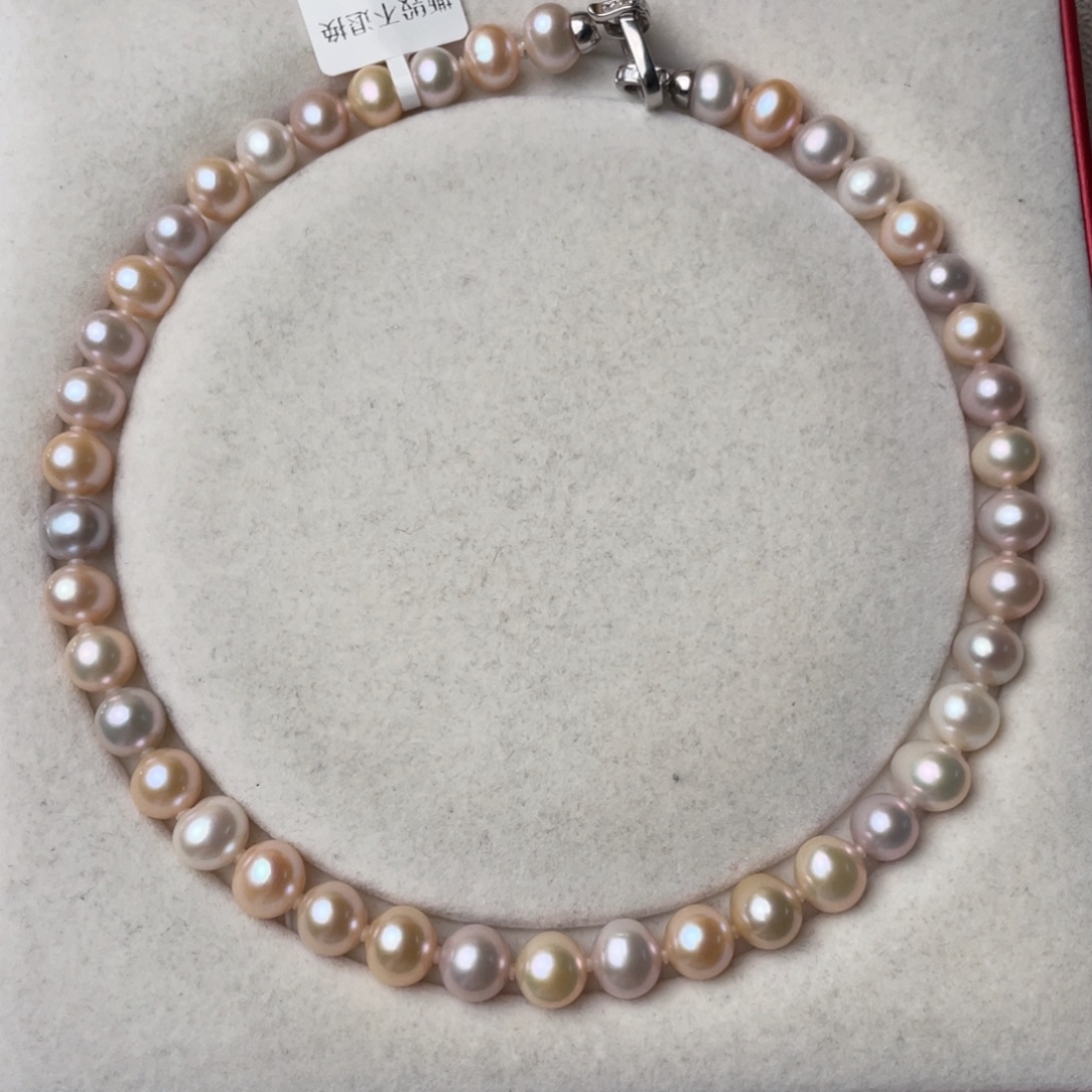 银S925镶嵌颈饰淡水珍珠9-10mm无核