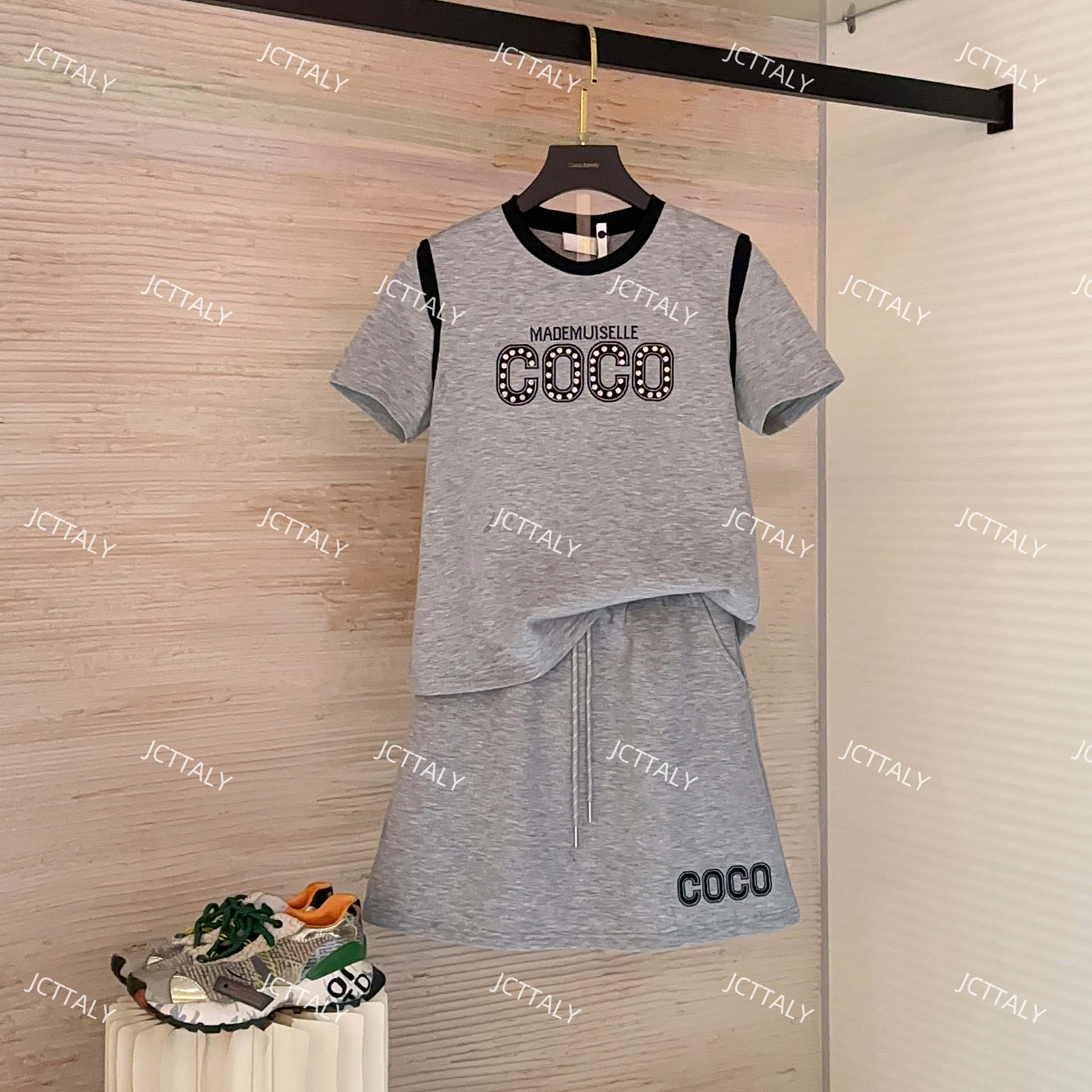 【宠粉价】夏季新款圆领短袖休闲洋气套装裙两件套连衣裙裤TZ-185