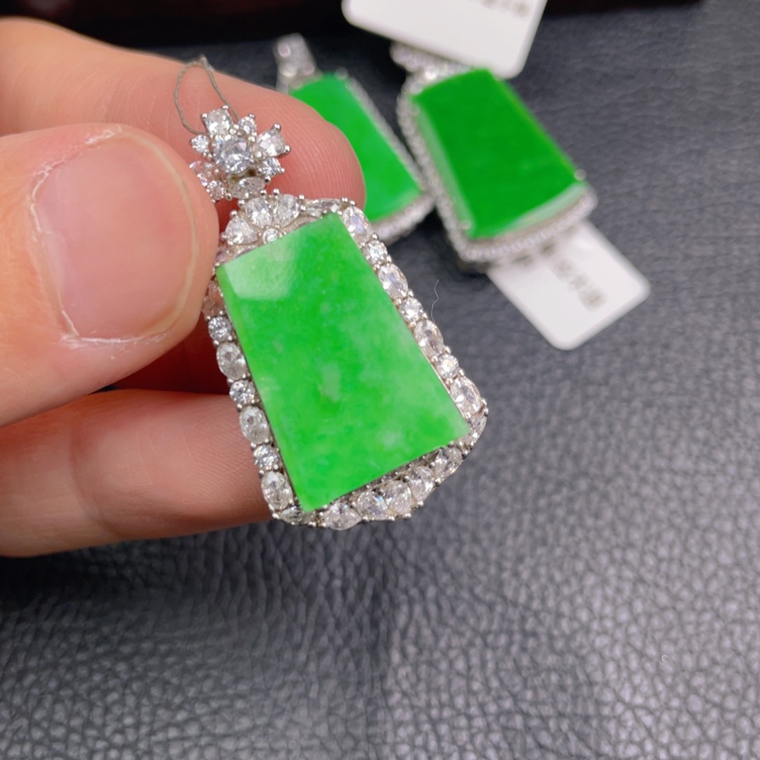 翡翠银S925镶嵌吊坠(不含链)