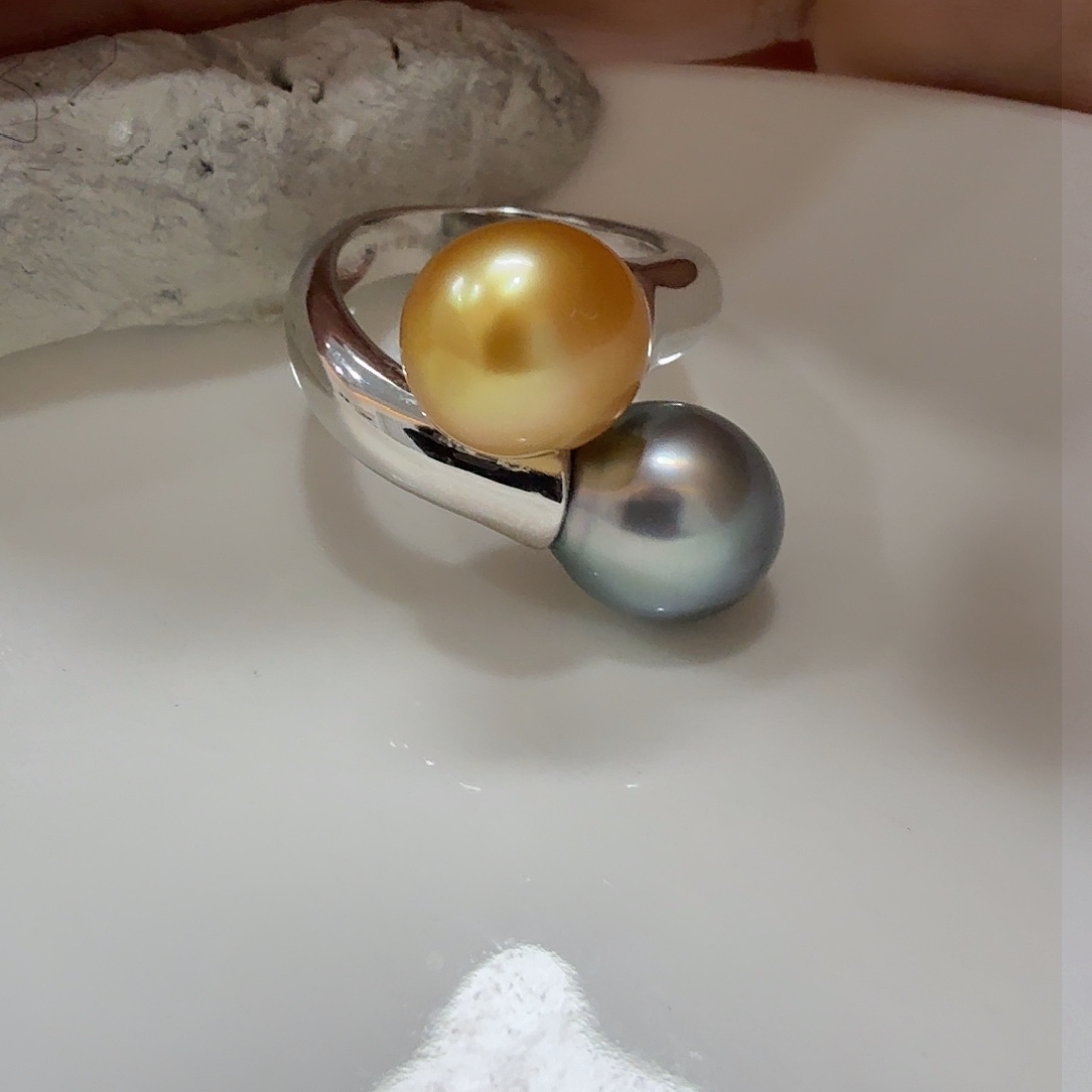 海水珍珠戒指银S925镶嵌