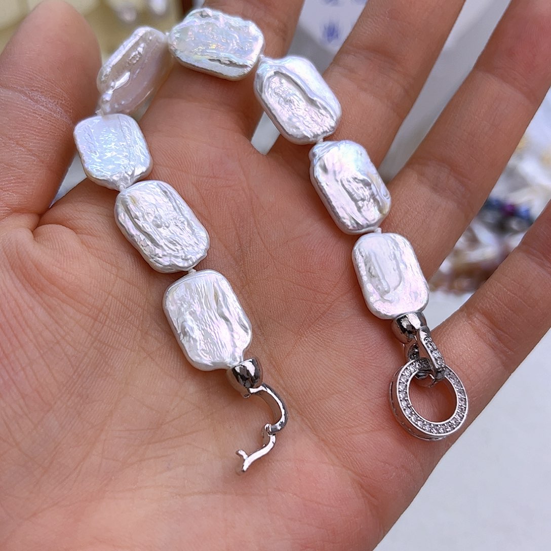 银S925镶嵌淡水珍珠项链定制324