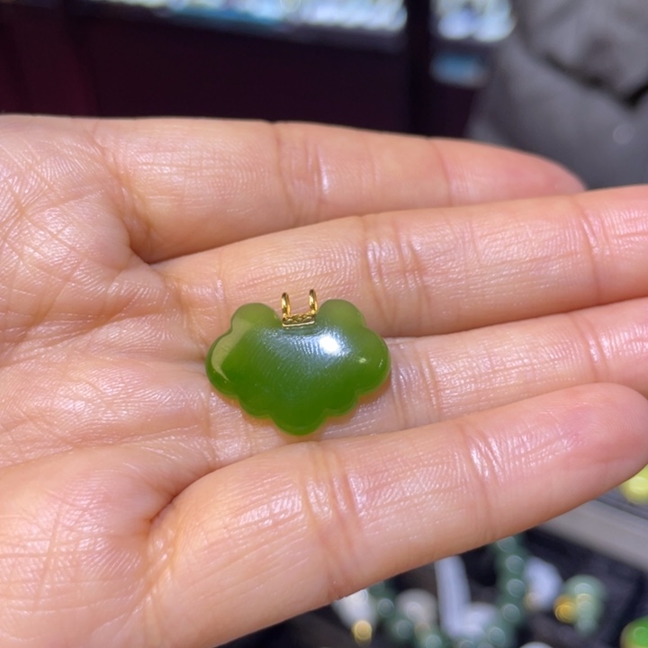 和田玉18K金镶嵌颈饰