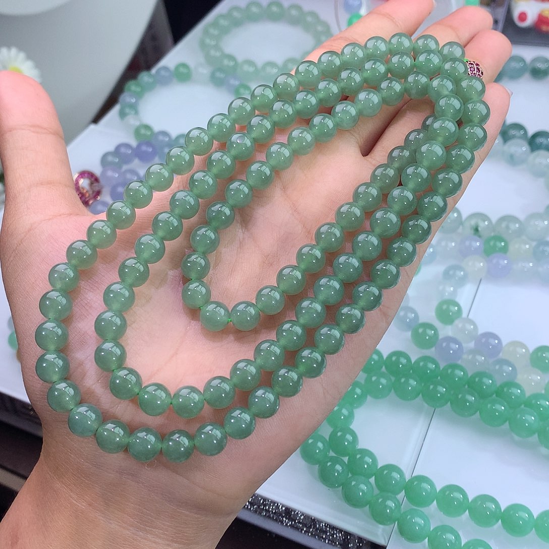 未镶嵌手链翡翠菠菜绿项链