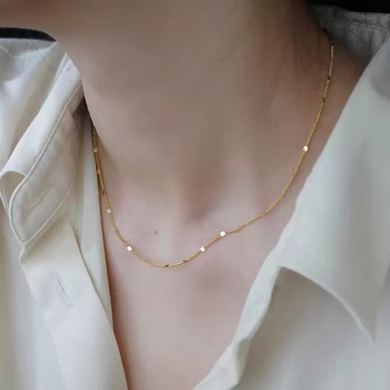 超闪亮片压花项链m扣颈链气质百搭053