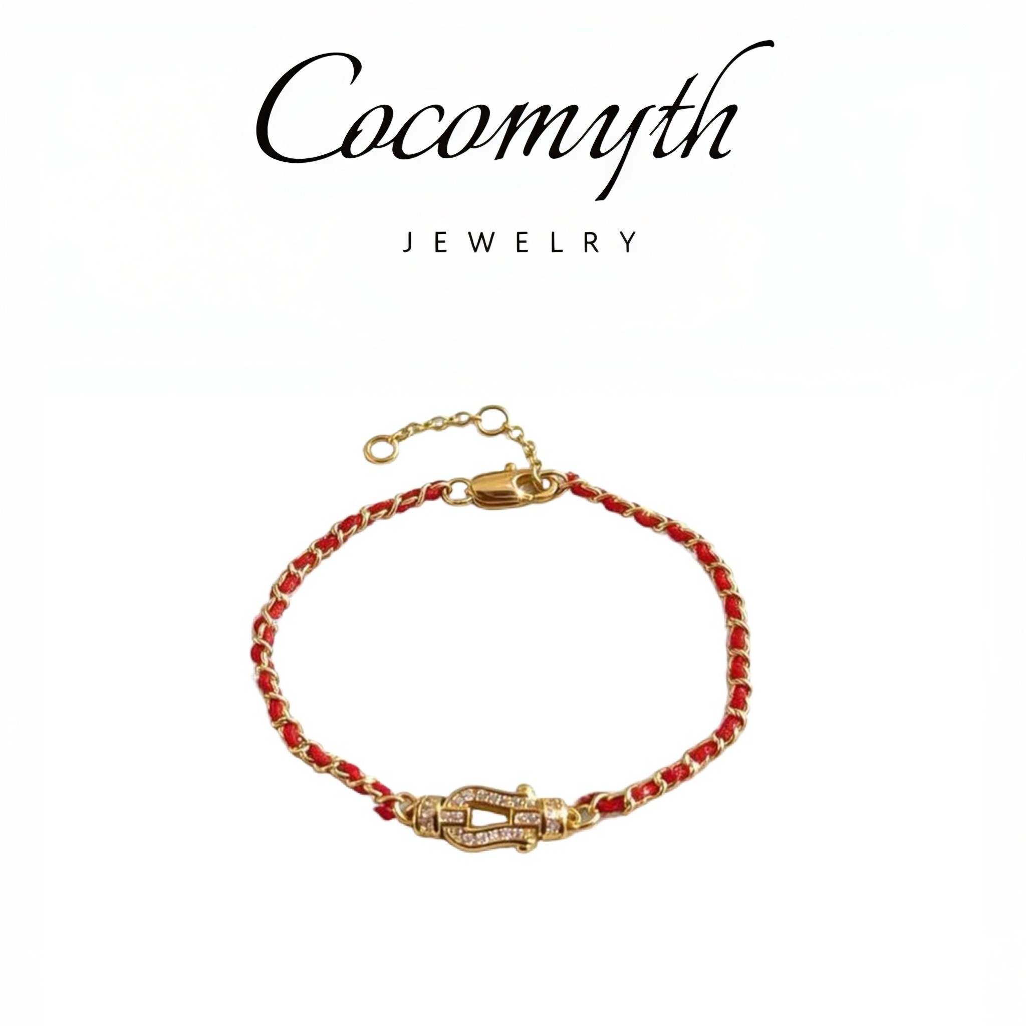  COCOMYTH 满镶马蹄扣编制红绳手链D736