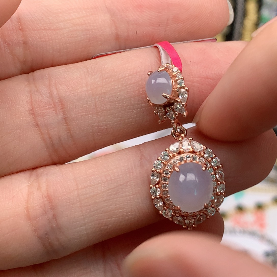 翡翠戒指银S925镶嵌天然翡翠吊坠