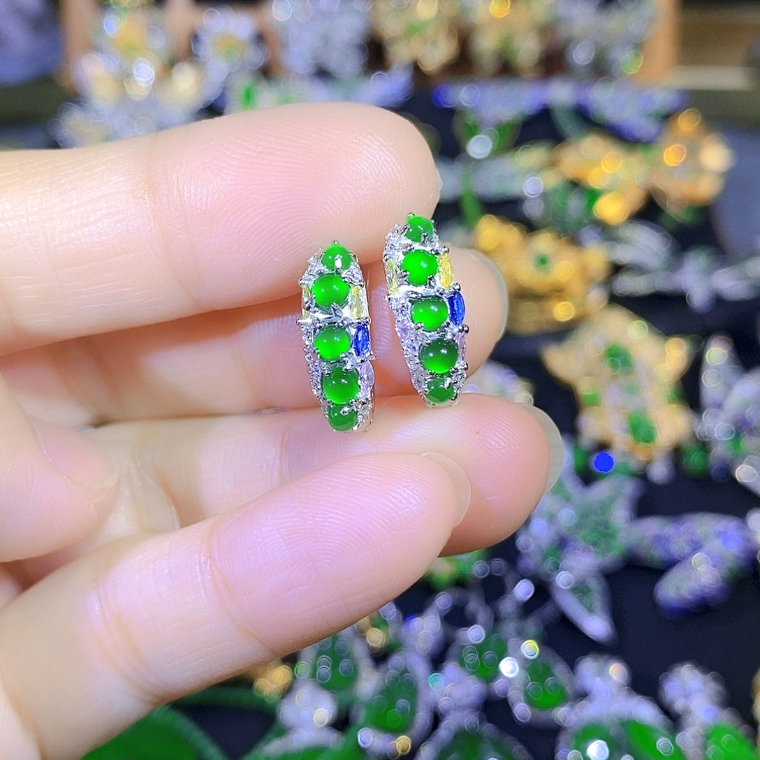 吊坠(不含链)银S925镶嵌翡翠