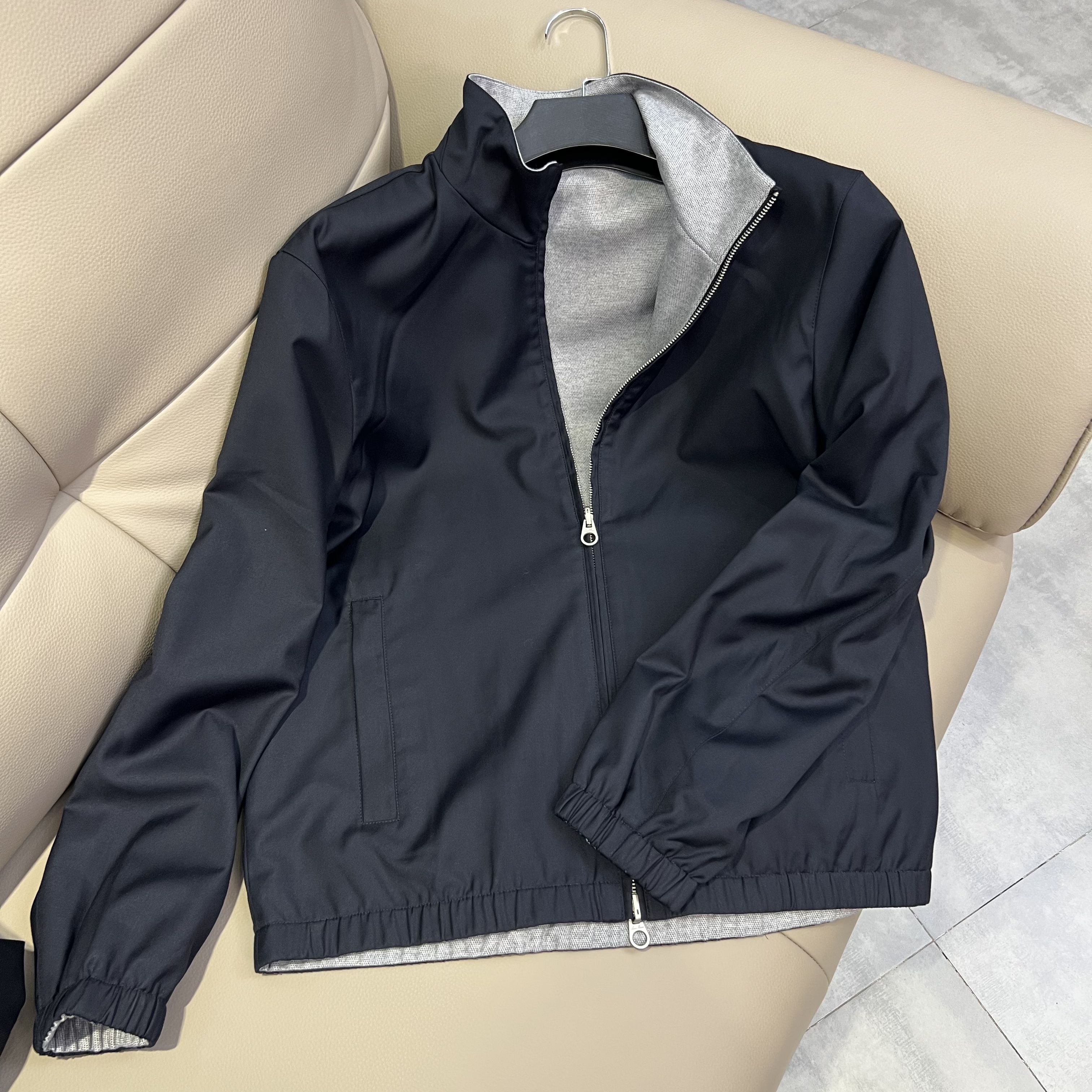 (全新未使用)L/P-8518双面夹克黑色防风短款男夹克