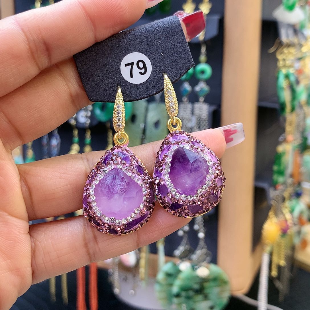 【闪购商品】紫晶耳饰未镶嵌肥*耳坠