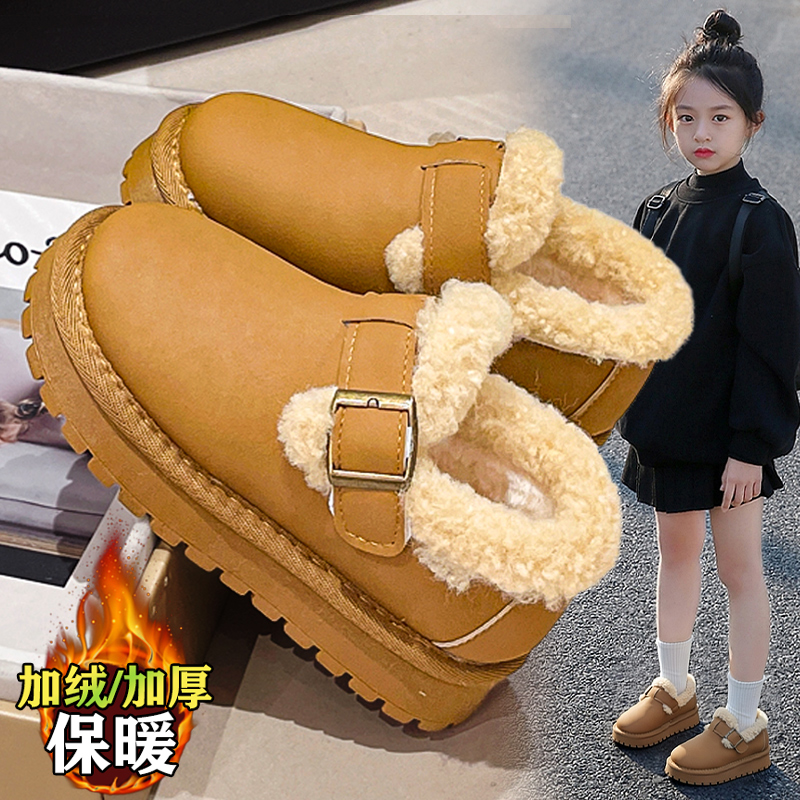 阿童木女童鞋棉靴加绒保暖2025新款儿童雪地鞋防滑冬季勃肯大棉鞋