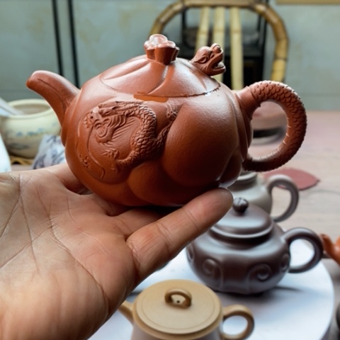 m***周茶壶紫砂鱼化龙朱泥