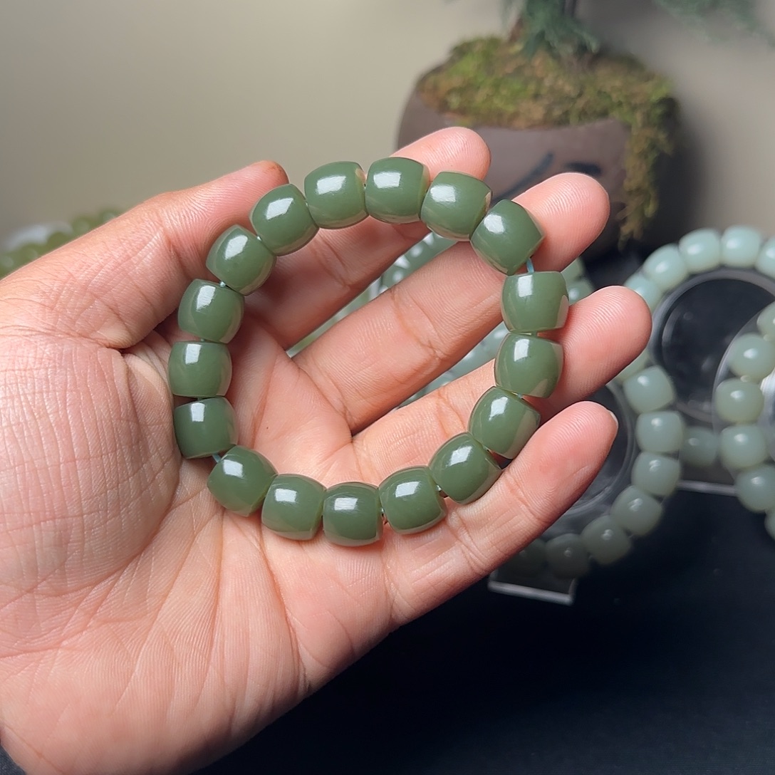 和田玉未镶嵌手串天然卡13若羌黄口多样性发一