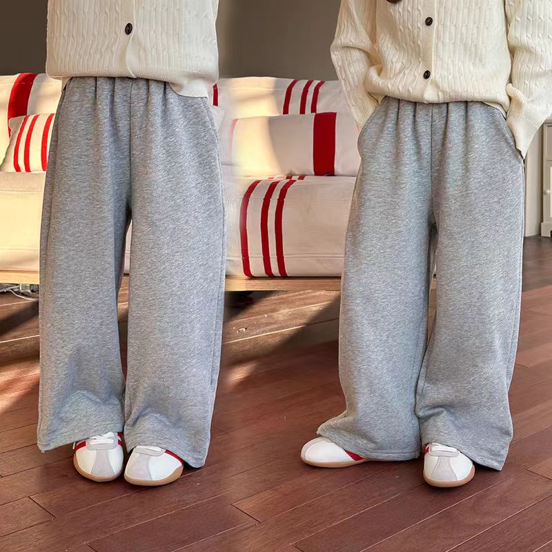 女童一体绒卫裤2025秋冬新款韩版儿童卫裤女童加绒百搭直筒长裤