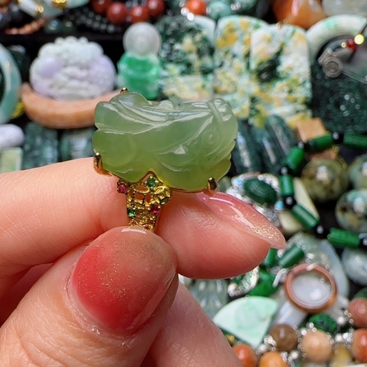 和田玉戒指未镶嵌天然A货59