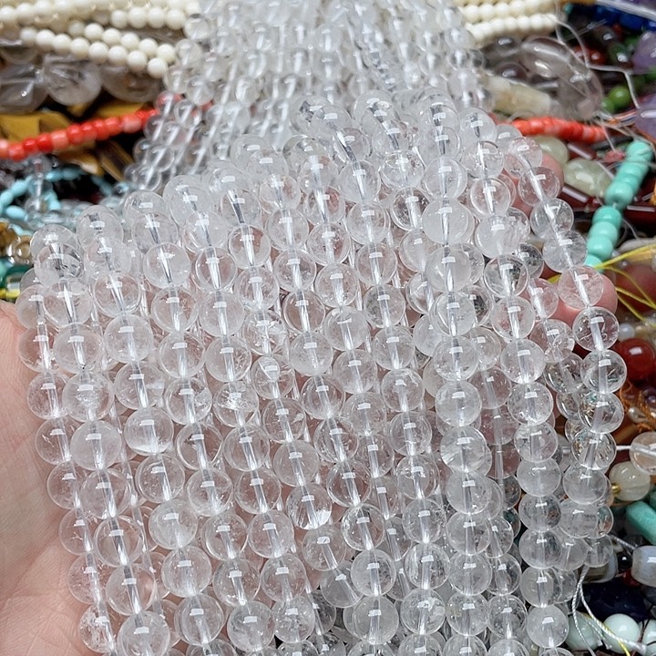 玛瑙/玉髓合金珠宝半成品一条10mm白水晶