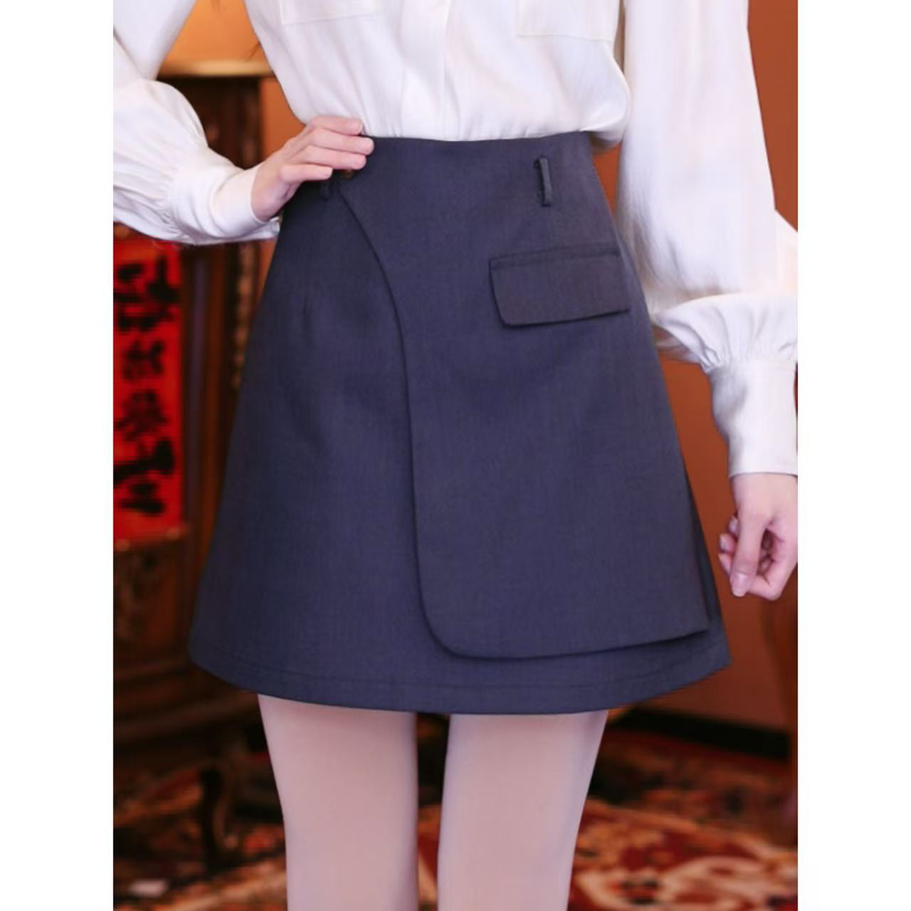 豆芽【永恒灿烂】复古百搭显瘦高腰女装短裙01382