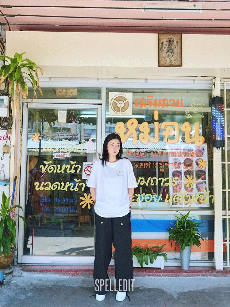 SP2025春季新款口袋束脚工装裤宽松百搭直筒休闲卫裤子女（原单）