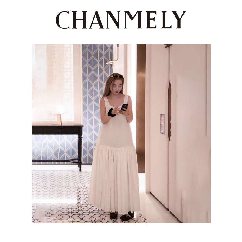 【CHANMITY】25/ss法式高级绝美气质重磅桑蚕丝云朵连衣裙025407