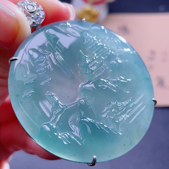 翡翠吊坠(不含链)银S925镶嵌