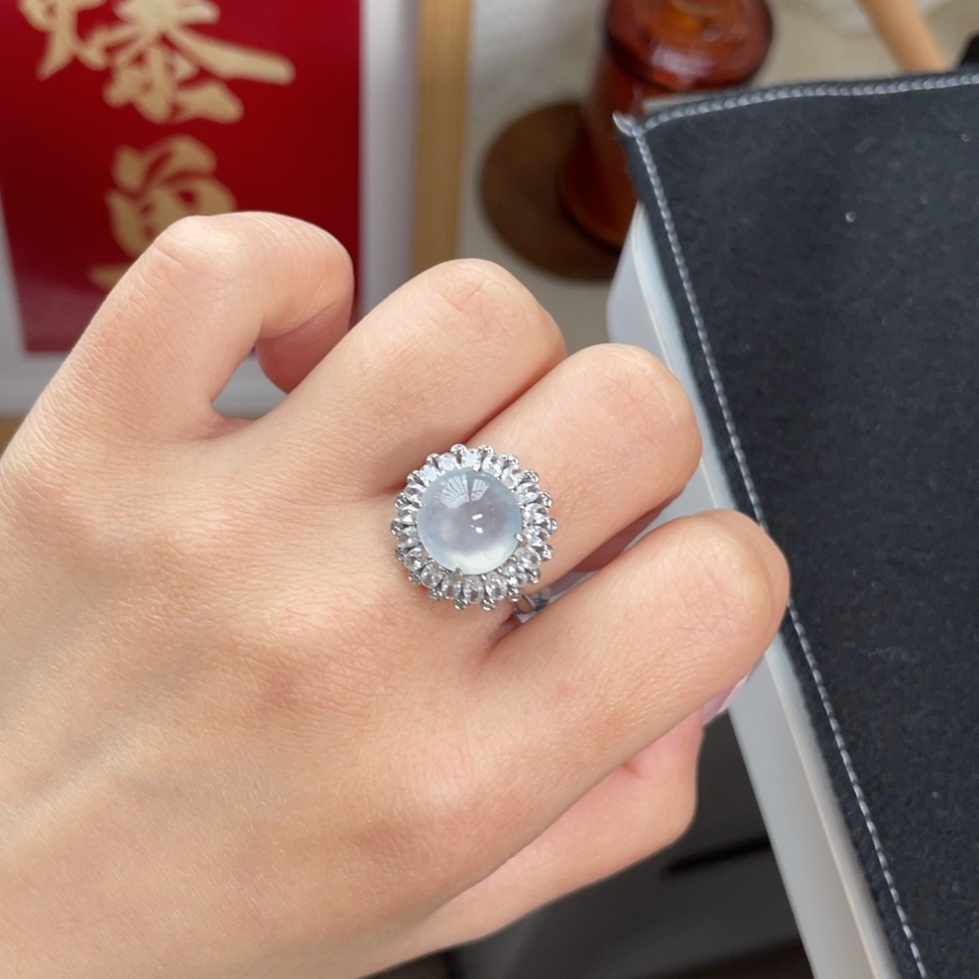 翡翠戒指银S925镶嵌245680