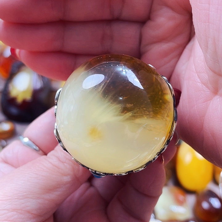 琥珀颈饰银S925镶嵌尤**好吊坠