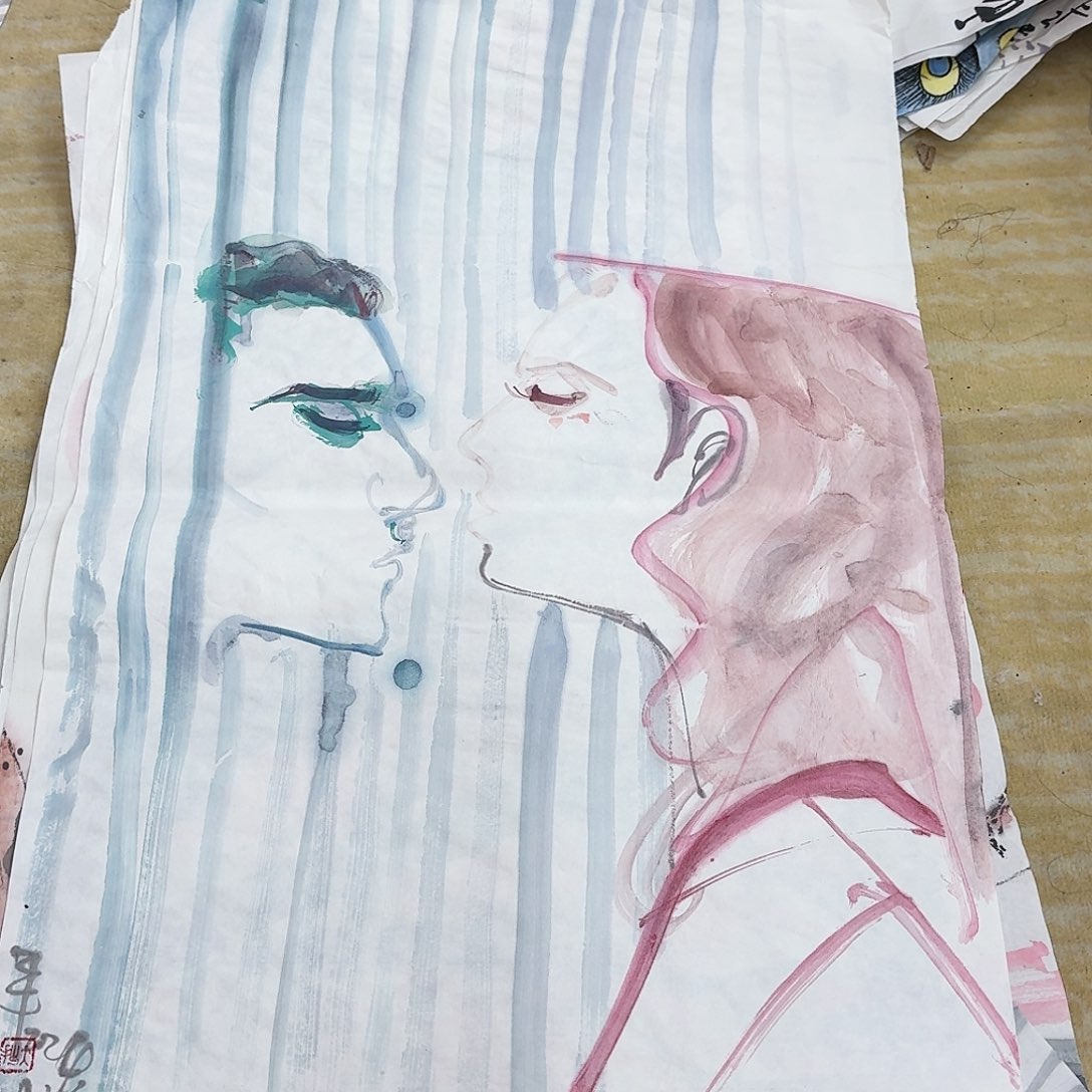 国画四尺三开手绘作品