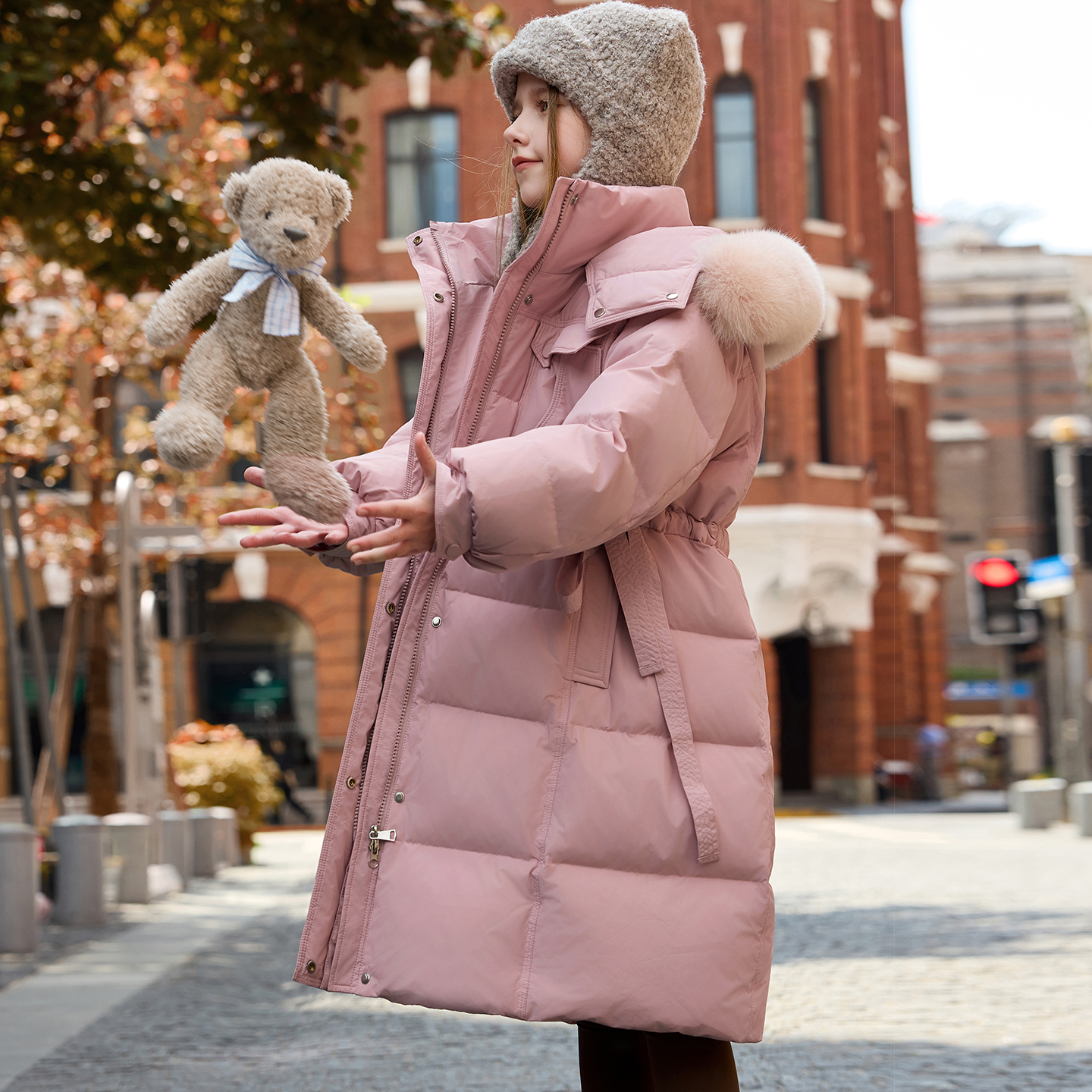 森系长款中长款女韩式儿童羽绒服韩版中大童冬装过膝
