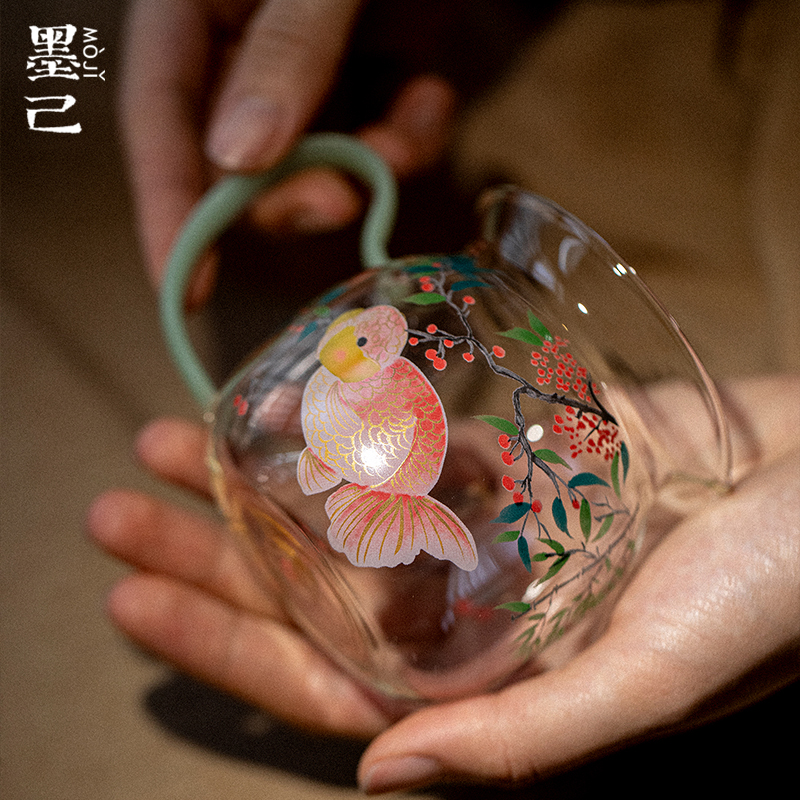 墨己瑞璃提耳手把公道杯高颜值兰寿耐高温家用公杯茶海分茶器