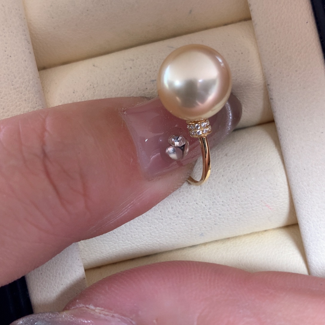 海水珍珠戒指18K金镶嵌