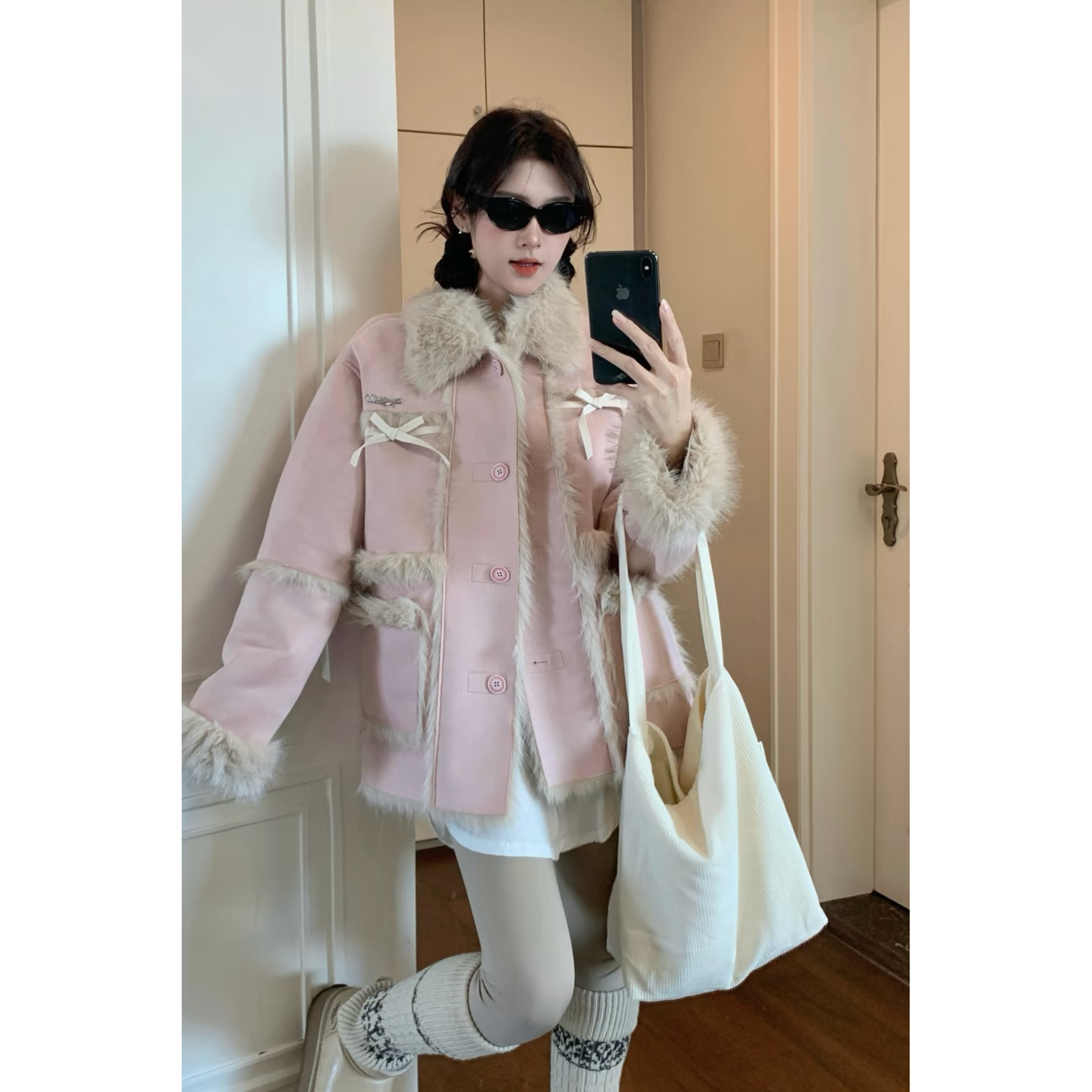 【C191-C200】秋冬女装外套洋气短款加绒冬季毛绒皮毛一体加厚