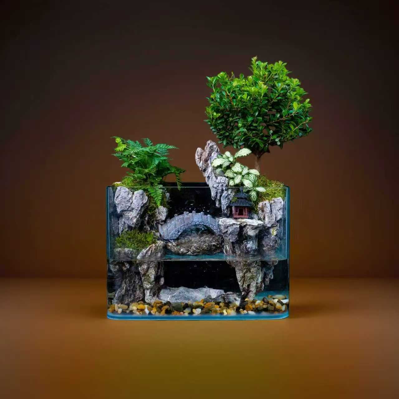 【绿植】云舒—小叶赤楠松皮石盆栽茶壶茶台摆件尺寸25*16*18