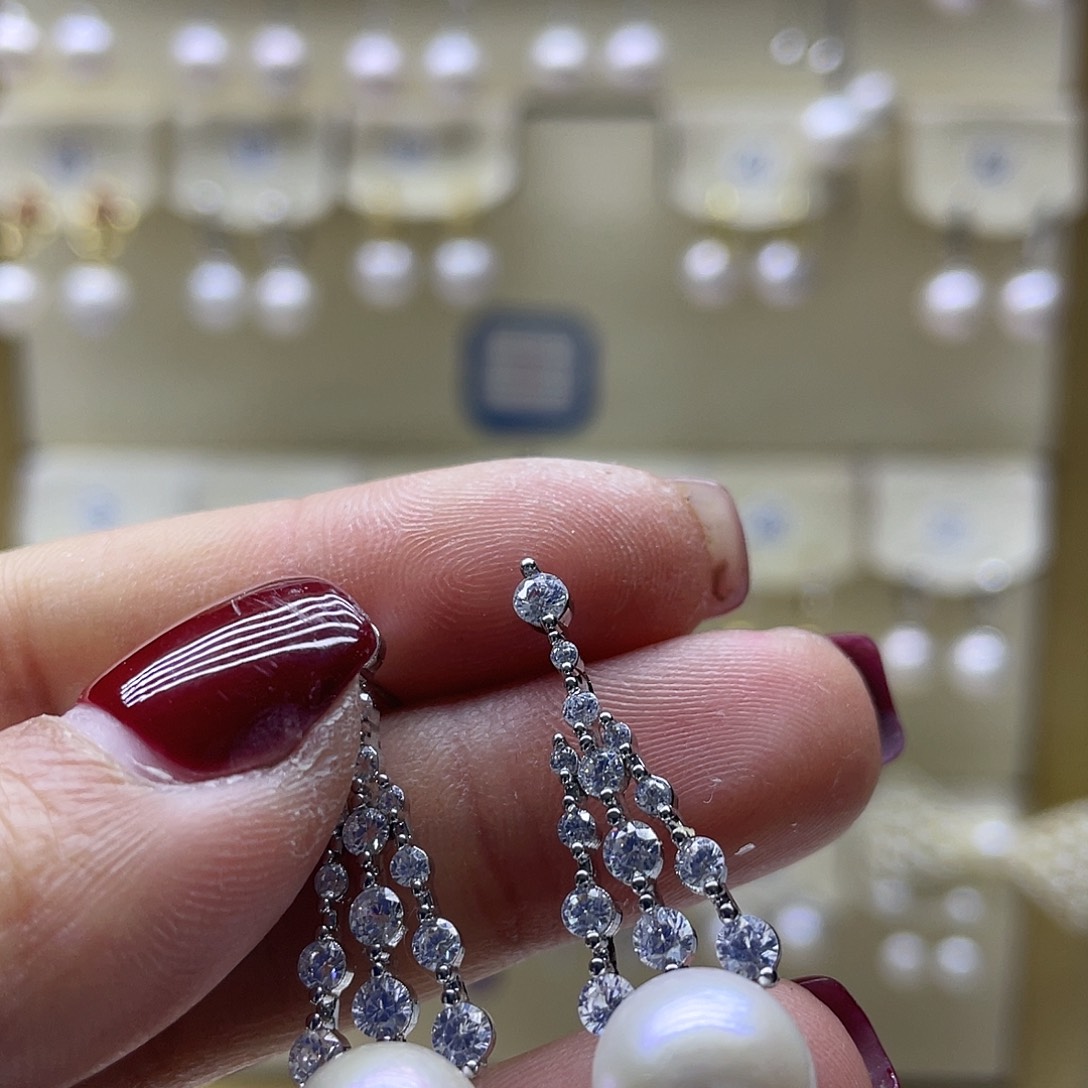 淡水珍珠耳饰银S925镶嵌