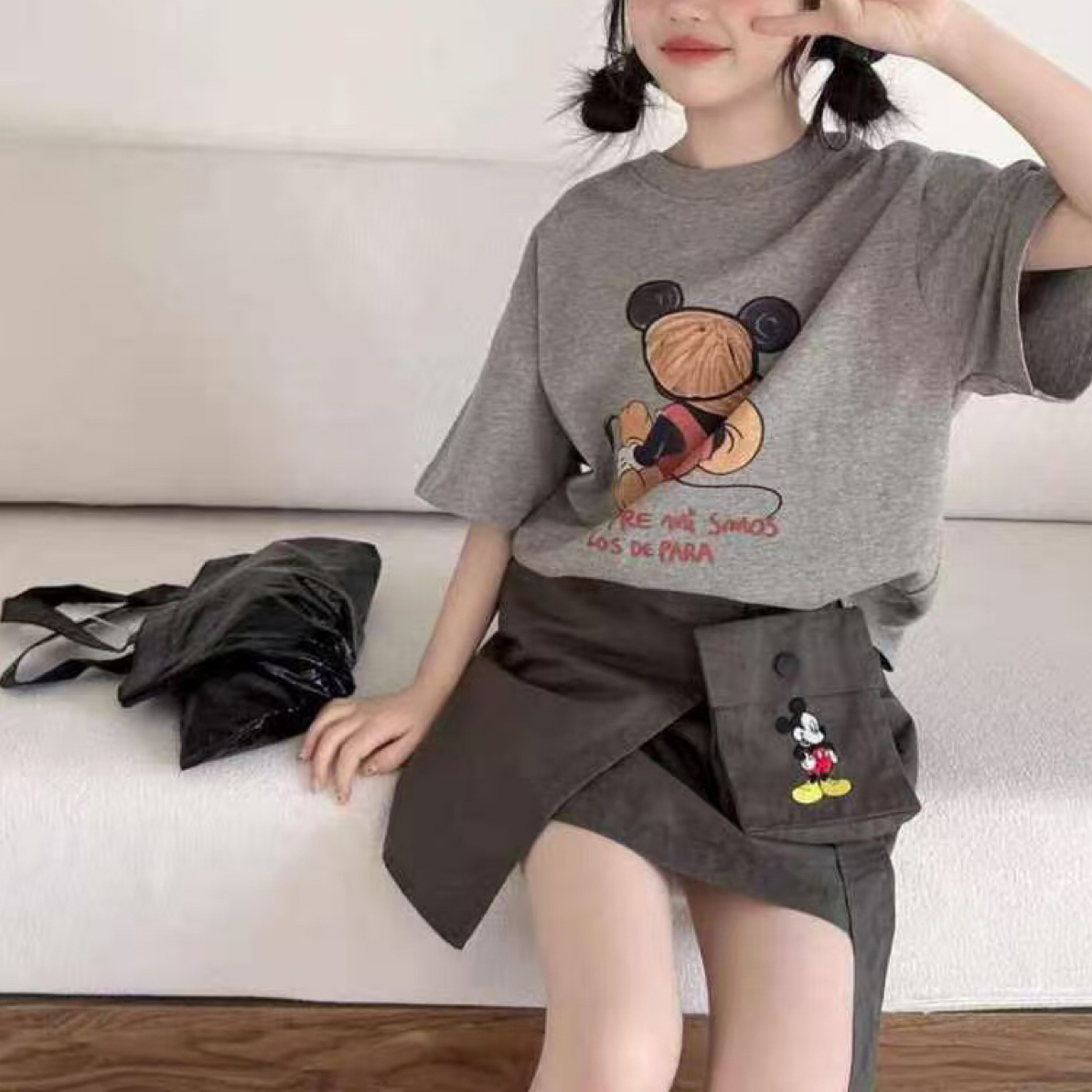 夏款女童刺绣米奇裙裤2035