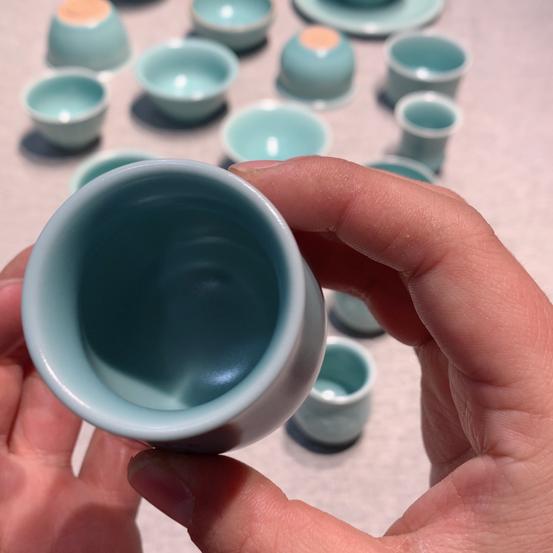 ګ****管龙泉青瓷茶具杯子