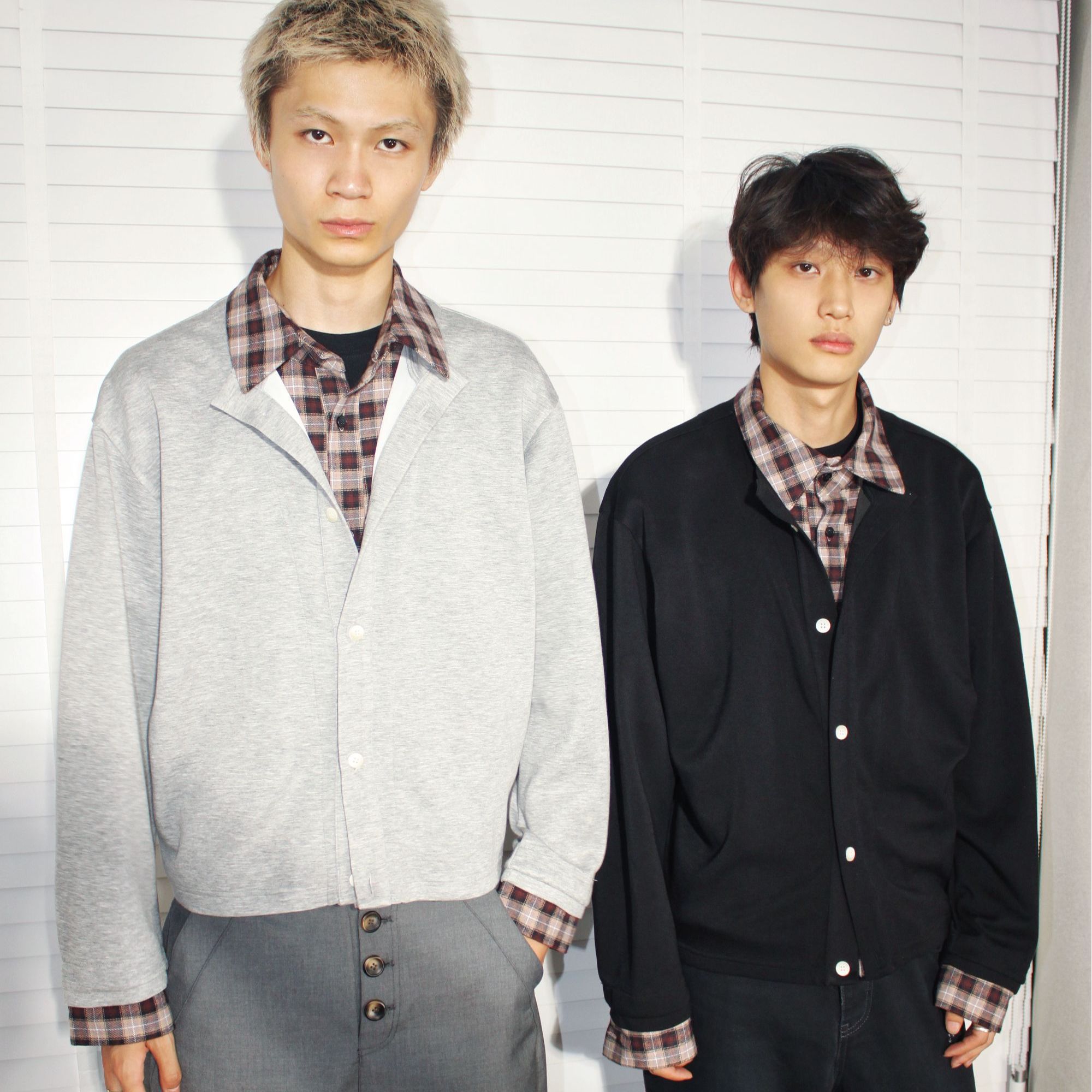 VULCAN空气层假两件衬衫长袖宽松老钱复古格子纹翻领早秋上衣