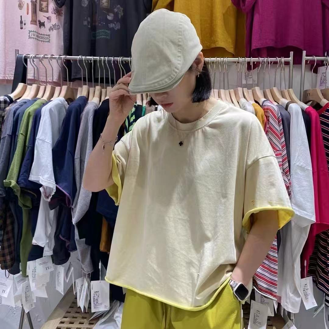 青禾-夏季休闲百搭撞色纯棉圆领短袖T恤BBT8660