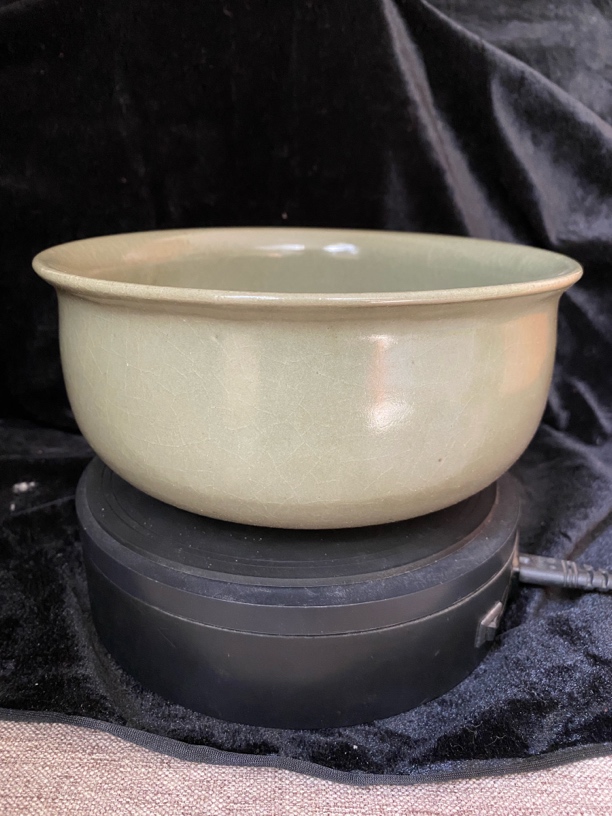 柴烧汝窑豆青色茶洗