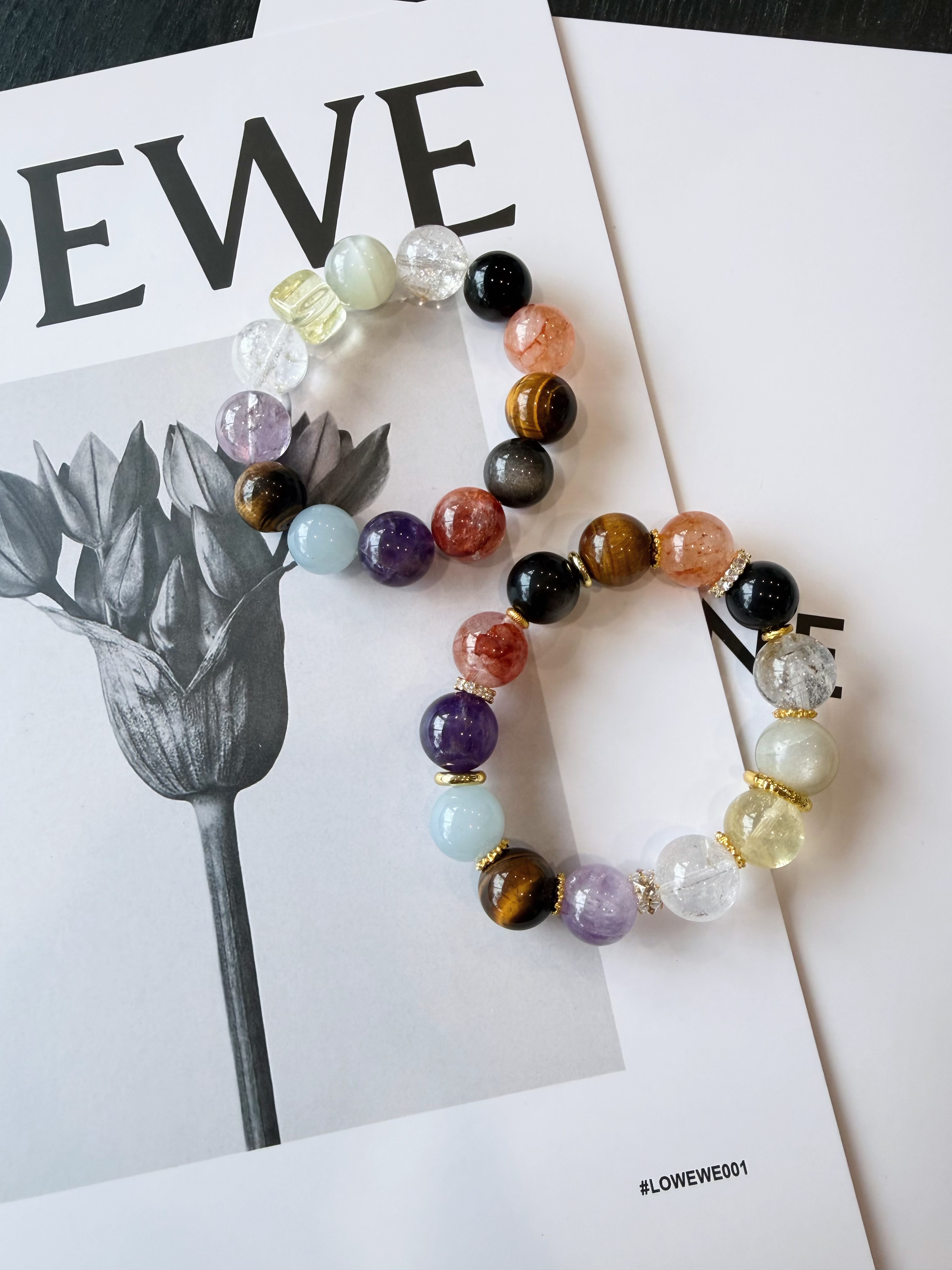 误梦15mm左右大颗粒设计款胶花月光黄白紫水晶一串需拍两单