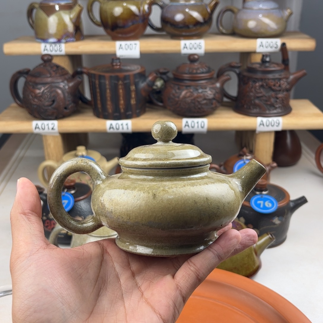 壶180cc白泥裸坯柴烧壶，建水紫陶老手艺人全手工制作